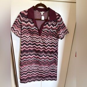 Cato Chevron Mini Grunge Dress with Collar Size Large